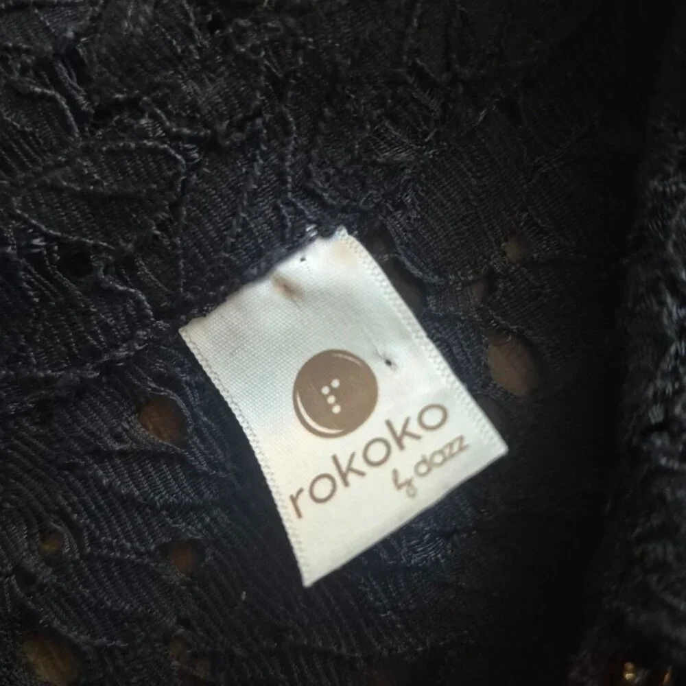 Black Lace Button-Up Shirt By Rokoko size M - Picture 5 of 5